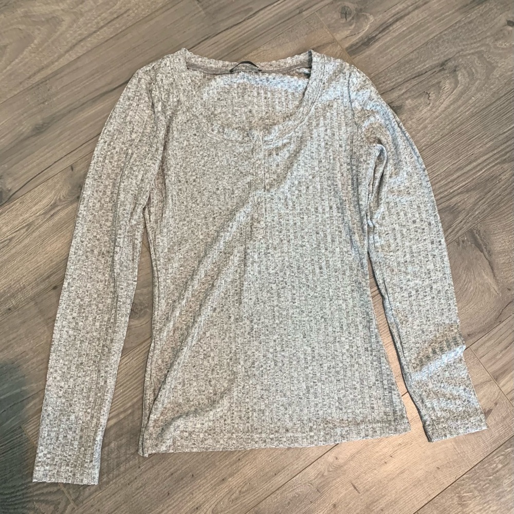 Metallic Button Up Long Sleeve Shirt